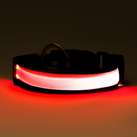 Collar with flash lighting 3 light modes, size S, Osh 35-43 x 2.5 cm red red-10
