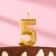 Candle in the cake "Geometry", number 5, gold metallic, 6.3 cm