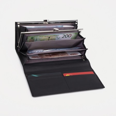 Women's wallet on magnets, black color-3