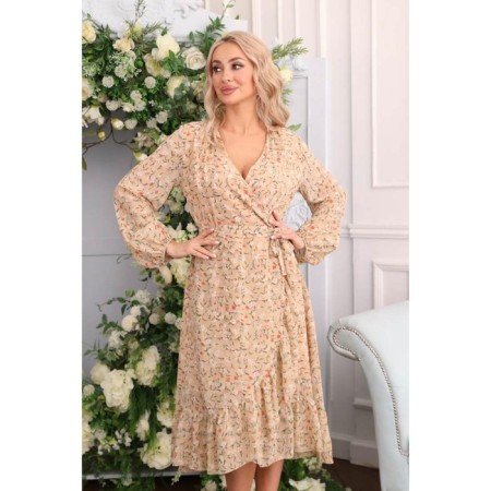 Women's dress, size 48, beige color-6