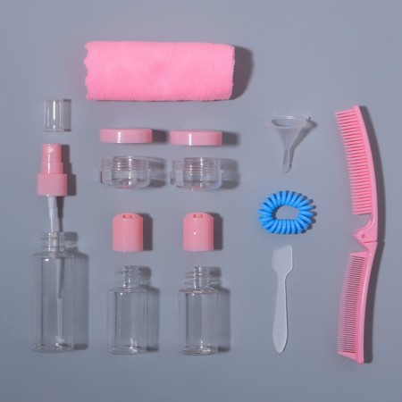 Storage set, in case, 9 objects, transparent/pink color-7