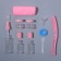 Storage set, in case, 9 objects, transparent/pink color