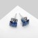 Earrings with rhinestones "Pusets" radiance, square, d = 0.8, blue color in silver