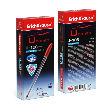 Ballic handle Erichkrause U-108 Classic Stick 1.0, Ultra Glide Technology, Red-3