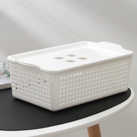 Storage basket with a lid "Loft", 3.8 liters, white color-1