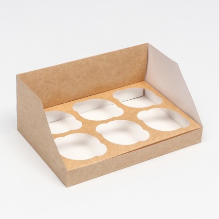 Confectionery folding box for 6 cupcakes, craft 23.5 x 16 x 10 cm-1