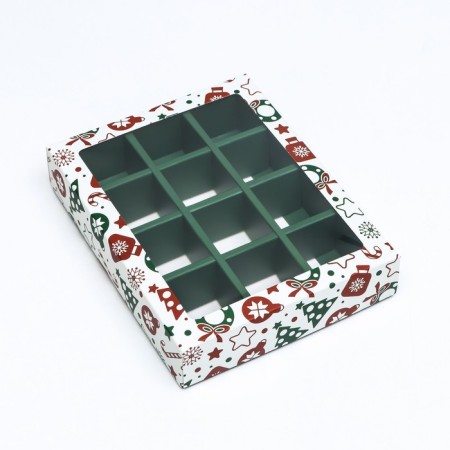 New Year. Box for 12 sweets "New Year's Pattern", 19 x 15 x 3.6 cm, confectionery packaging-6
