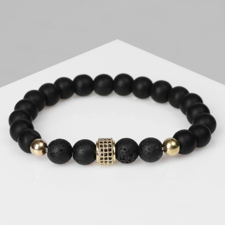 Bracelet Unisex "Bastion" beads, black color with gold, d = 7 cm