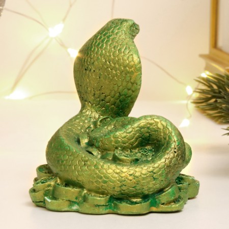 Figure "Snake with a chest" Green with gold, 6x6x5cm-2
