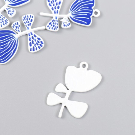Decor for creativity metal, enamel "White-blue flower" 2.2x3 cm-1