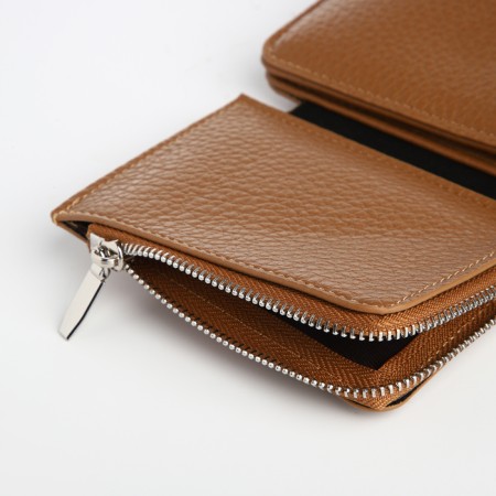 Women's wallet on a magnet, brown color-3