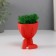 Kashpo concrete mini "Mr. Green" Mizaru with moss red 5.5x6.5x6.5 cm (moss green stabil)
