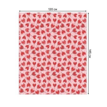Groundpress on the table “Leaflet with hearts”, rectangular, sata, size 120x145 cm-1