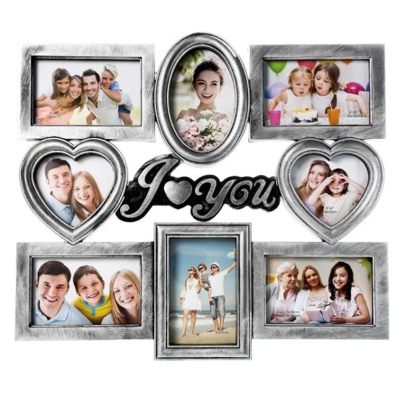 Photo frame plastic in 8 photos 12x12, 10x15 cm "I love you" silver 43x43 cm-3