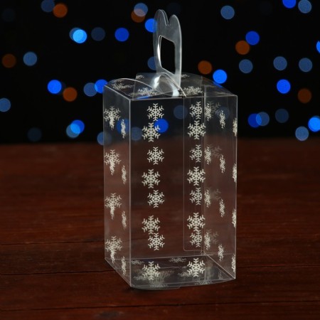 New Year. Box gift New Year's folding PVC "Snowflakes" 12 x 7 x 7 cm.-1