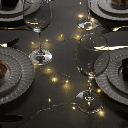 Garland "Mishura" 1 m dew, IP20, silver thread, 20 LED, glow warm white, CR2032x2