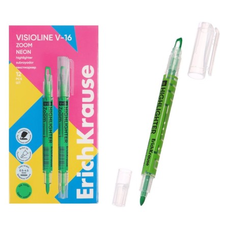 Textbook marker 0.5-3.5 mm Erichkrause Visioline V-16 zoom neon, bilateral, green neon, water-based ink