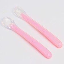 A set of silicone spoons for feeding, 2 pcs., Pink color