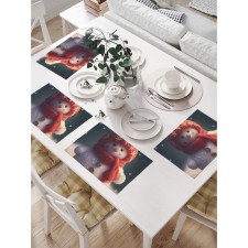 A set of napkins for setting the Snowman table, rectangular, size 32x46 cm, 4 pcs
