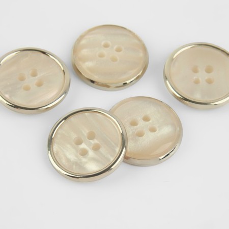 A set of buttons, 4 punctures, d = 18 mm, 5 pcs, milk/gold color-1