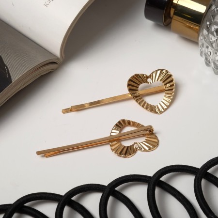 Hair set "Liora" (8 elastic bands, 2 invisibility 5 cm) hearts, black-gold-2