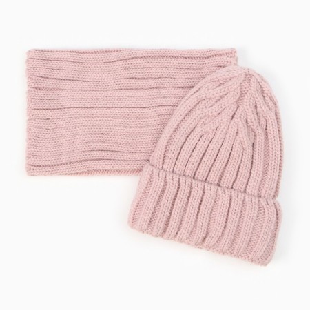 Kit for children (hat, snood), powder color, size 54-56