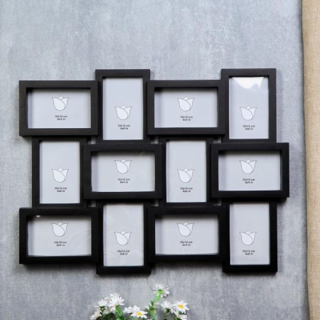 Photo frame "Geometry" black in 12 photos 10x15 cm (57x44 cm)