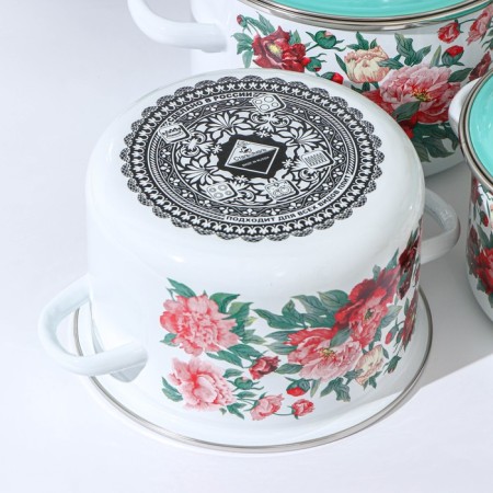 Set of pots "Armel", 3 subjects: 2 l, 3 l, 4 l, enameled covers, induction-2