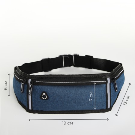 Lightning waist bag, 3 departments, blue color-1