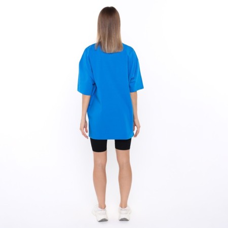 Female T-shirt, bright blue color, Oversize size (42-46)-4