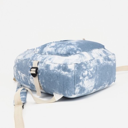 Youth backpack from textiles on lightning, 3 pockets, blue color-4