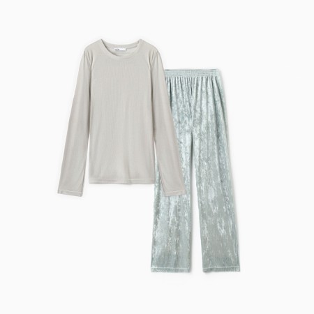 Female set (longshit and trousers) KAFTAN "velvet", 44-46, mint