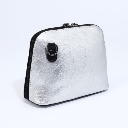 Bag Cross-Bodi with a zipper, silver color-1