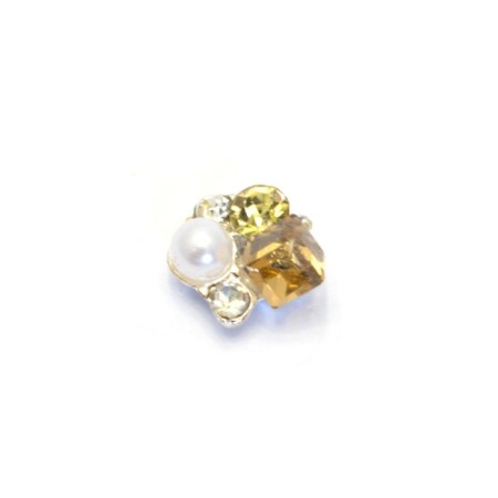 Metal fittings Pole "Yellow cube with pearls", 4 pcs