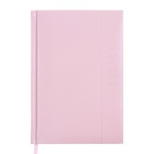 Dated 2025 diary, A5, 176 sheets of Escalada, a solid cover of artificial leather with foam rubber, pancake embossing, liesse, block 70 g/m2, pink