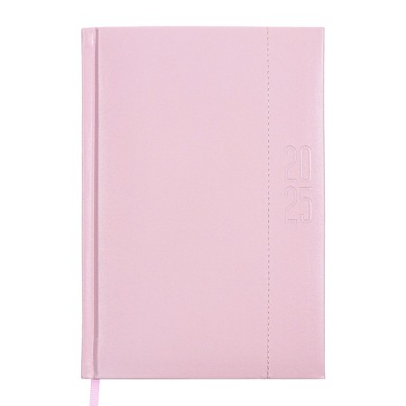Dated 2025 diary, A5, 176 sheets of Escalada, a solid cover of artificial leather with foam rubber, pancake embossing, liesse, block 70 g/m2, pink
