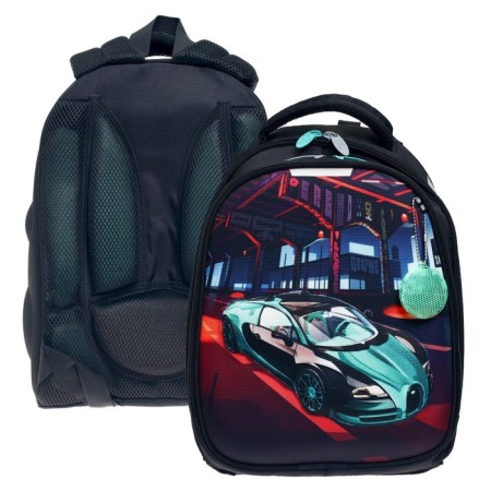 School frame backpack, 38 x 30 x 16 cm, 3D-risun, calligrata t "Cool car"-5