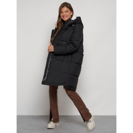 Coat insulated winter female, size 52, black color-18