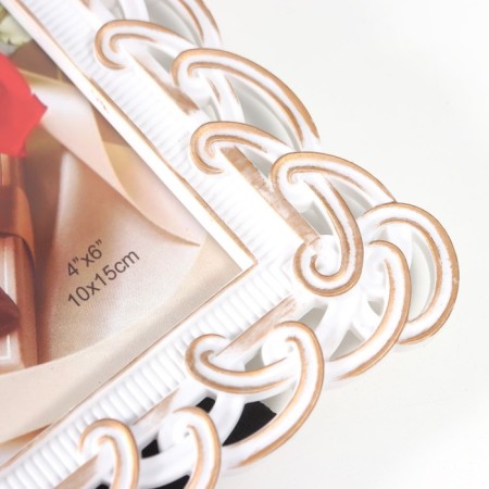 Photo frame plastic 10x15 cm "knitted" white with gold 20.5x15.5 cm-3