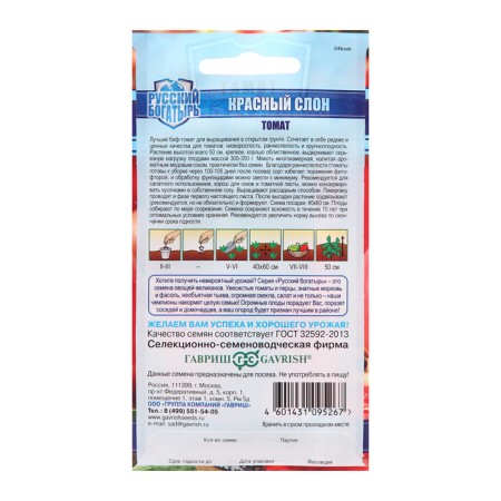 Tomato red elephant 0.05 g Series Russian hero N19-1