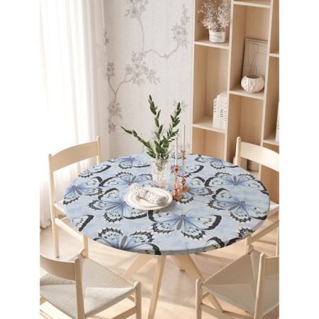 Tables on the table "Butterflies", round, oxford, elastic band, size 140x140 cm, diameter 105-120 cm-2
