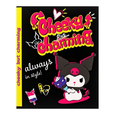 Notebook of 48 sheets in the Kuromi cage, cardboard cover, Soft-Touch lamination, whiteness 92%, block 60 g/m2, mix-5