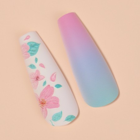 Flowering Nails "Flowerers", 12 pcs, with adhesive plates, ballerina shape, multi -colored-3