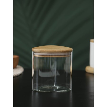 Glass Bank for bulk products with bamboo cover Bellatenero "Eco. Triangle ", 500 ml, 10 × 10.8 cm-2