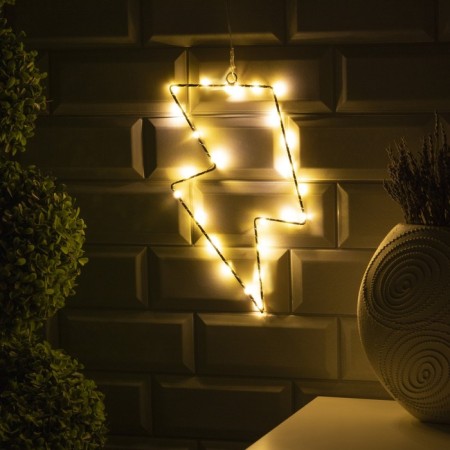 LED figure "Lightning" 16 × 29 cm, metal, AAX2 batteries (not in the kit), warm white glow