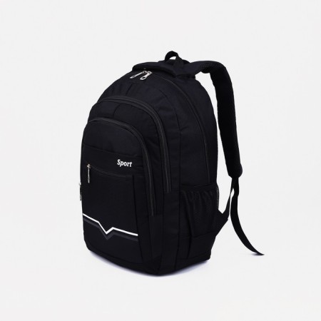 A backpack with a zipper, 2 external pockets, black color