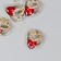 Decor for creativity metal, rhinestones "Three hearts in one" red, gold 0.8x1.6x1.7 cm