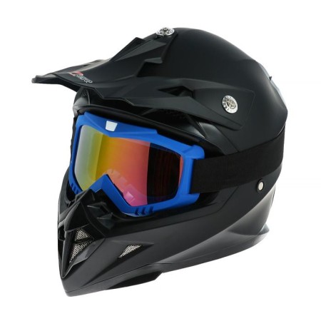 Glass-mask for motorcycle driving, gold chrome glass, blue color, OM-11-1