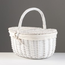 Wicker basket: 41x31x19/35 cm, white, willow