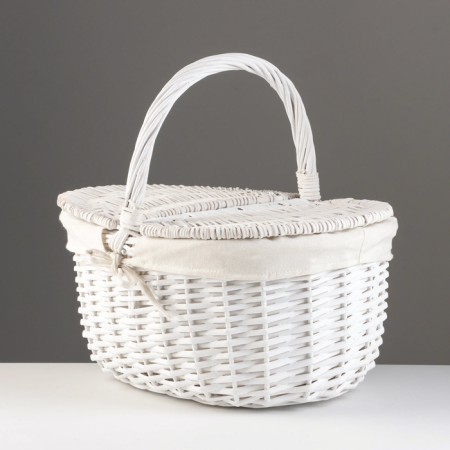 Wicker basket: 41x31x19/35 cm, white, willow